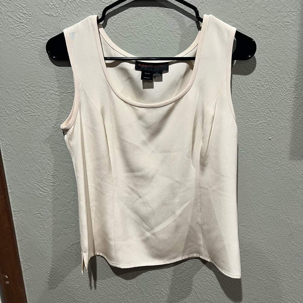 Nina Mclemore 100% Silk Sophisticated Cream Tank Top Size 2 EUC Like New!